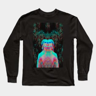TRIPPY STATUE - Glitchy Abstract Neon Long Sleeve T-Shirt